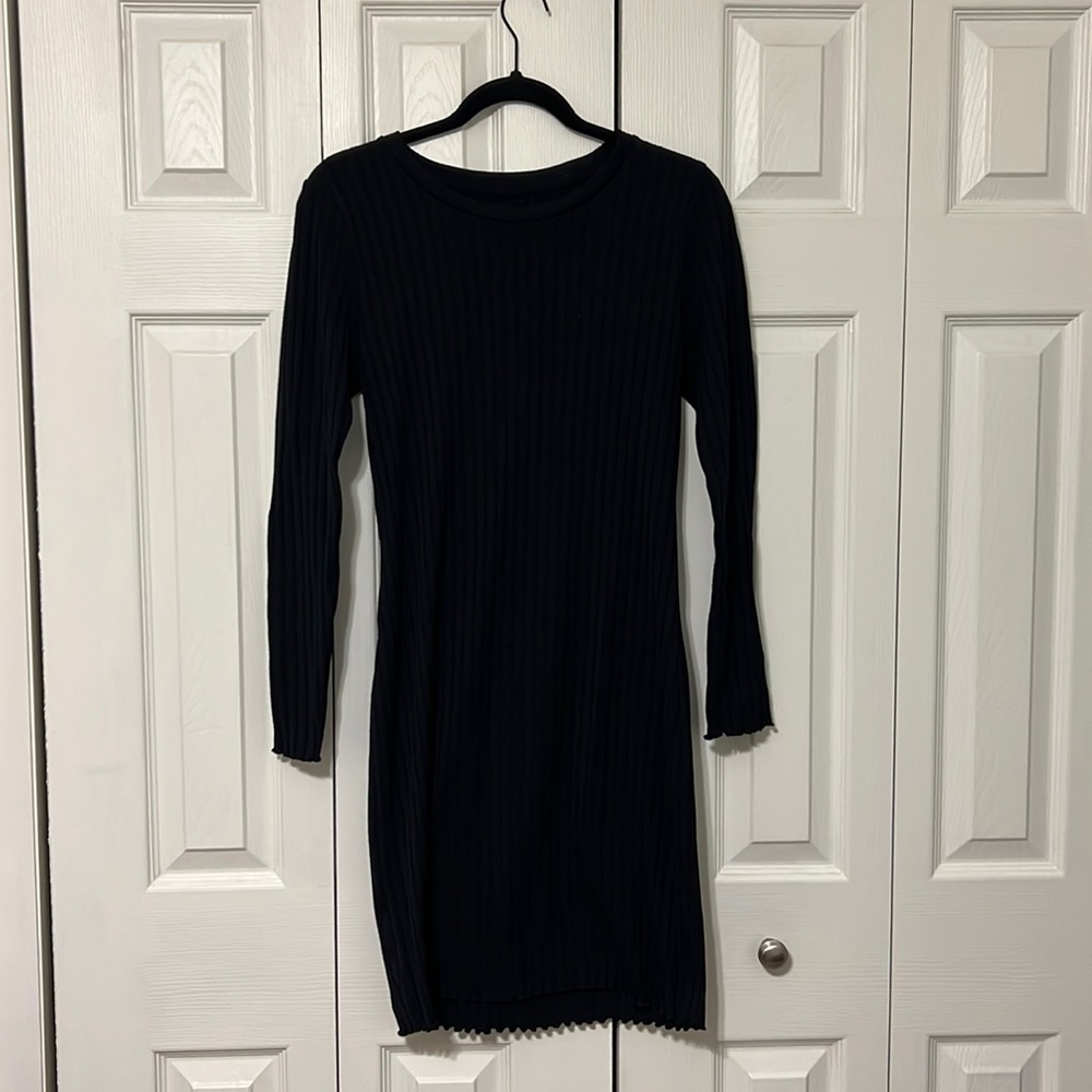 Abercrombie & Fitch Long Sleeve Black Ribbed Dress